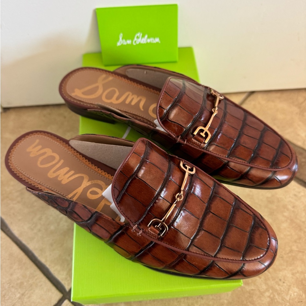 Sam Edelman Brown Crocodile Pattern Men's Loafers